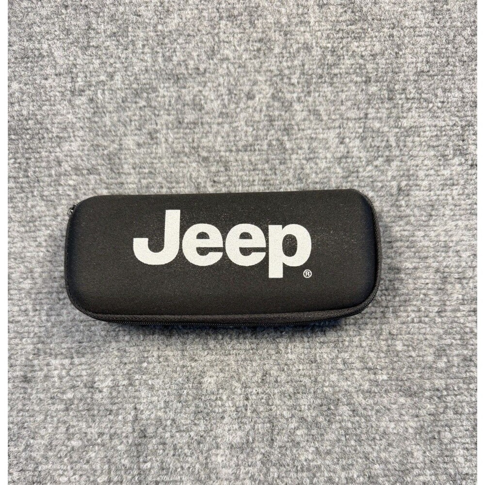 Jeep Black Hard Shell Eyeglasses Sunglasses Case White Logo Zip Around 7β